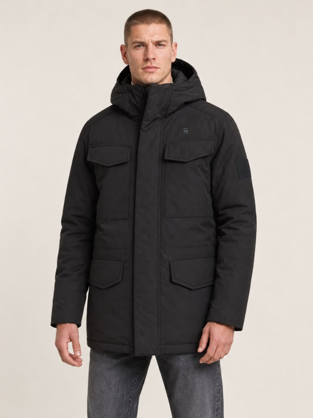 G-Star MENs Vodan Padded Hooded BLACK Parka MEDIUM Offers Welcome
